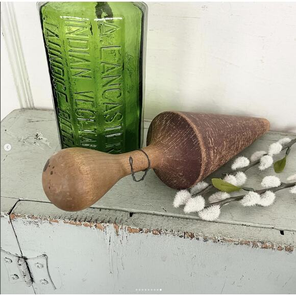 Antique Wood Pestle Masher Kitchen Tool Utensil Gadget Brown Primitive Farmhouse - Picture 9 of 9